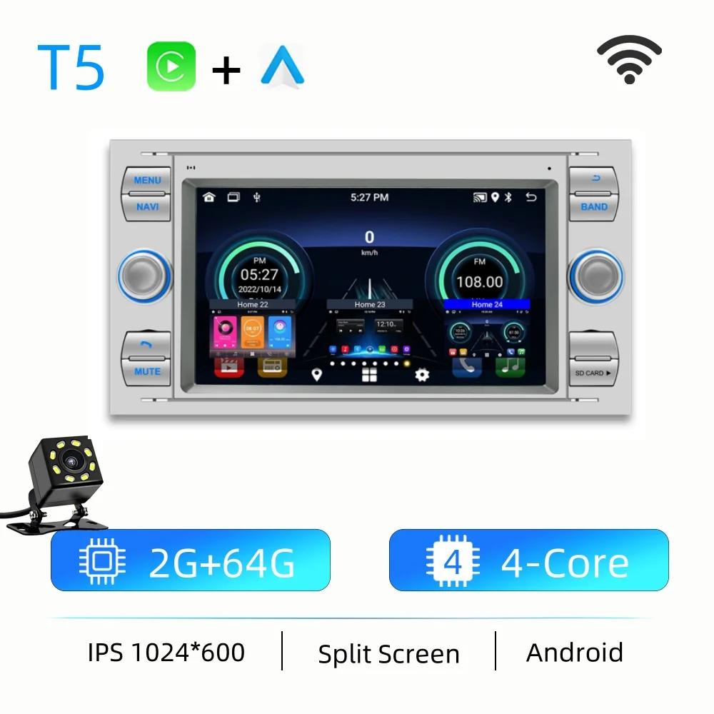 2Din Android 12 Car Radio GPS Navigation for Ford Mondeo S-max Focus C-MAX Galaxy Fiesta Transit Fusion Connect Kuga Multimedia