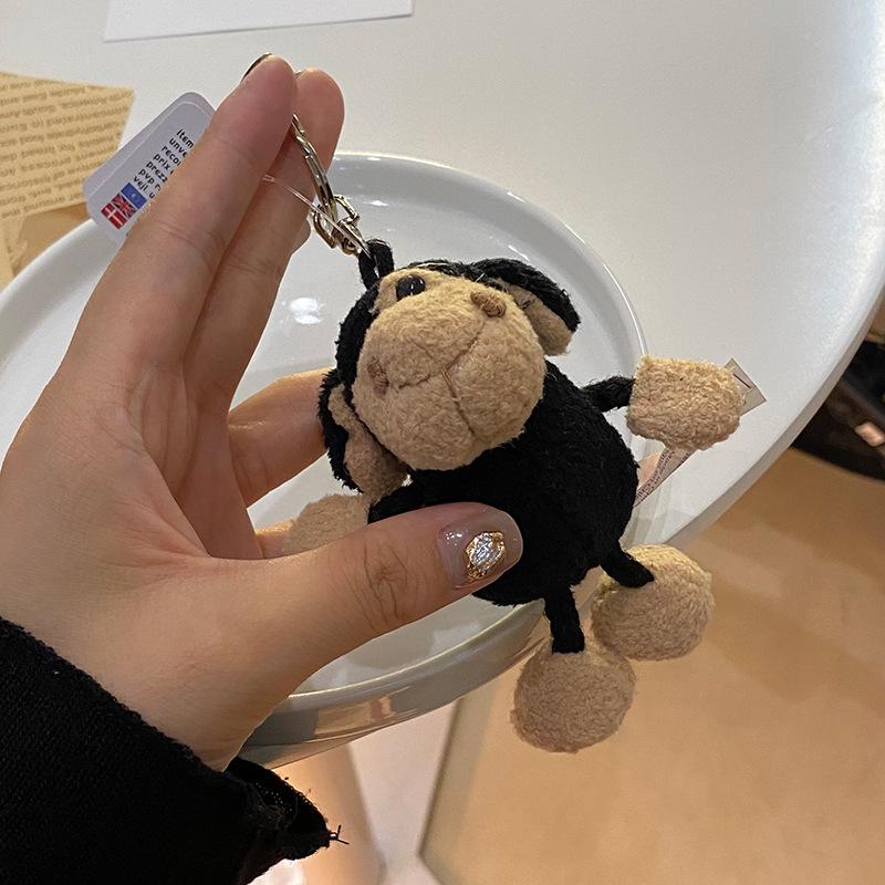 Adorable Black Wool Lamb Keychain - Cute Cartoon Couple Plush Doll Pendant