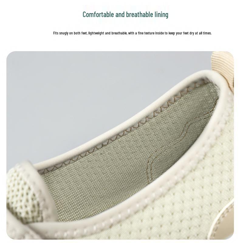 Damskie Wiosenne Dzianinowe Oddychające Lekkie Modne Buty do Chodzenia na Rzepy Rehabilitacyjne dla Starszych