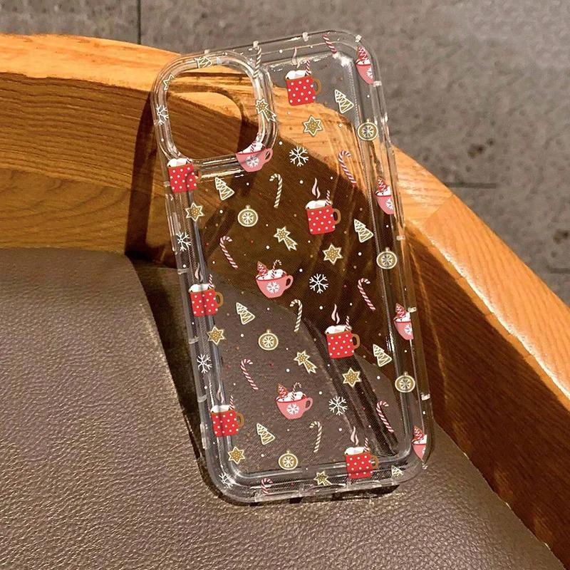 Zimní Vánoční Grafický Potisk Průhledný Kryt Pro iPhone 16 15 14 13 12 11 Pro Max 16E XS XR SE2 7 8 Plus SE2 SE3 Nárazuvzdorný Kryt