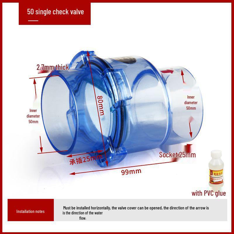 25mm PVC Rückschlagventil Rückflussverhinderer Wasserablaufrohranschluss (Modell: 325075)