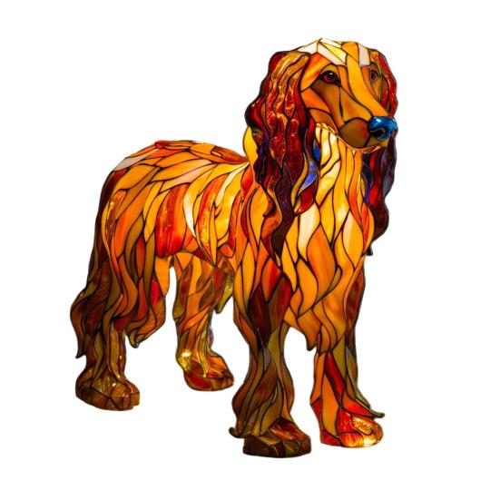 Dog Table Lamp Stained Glass Style Resin Greyhound Night Light 3D Animal-Themed LED Bedside Lamp for Kids' Room Bedroom Decor Dog Lovers Gift