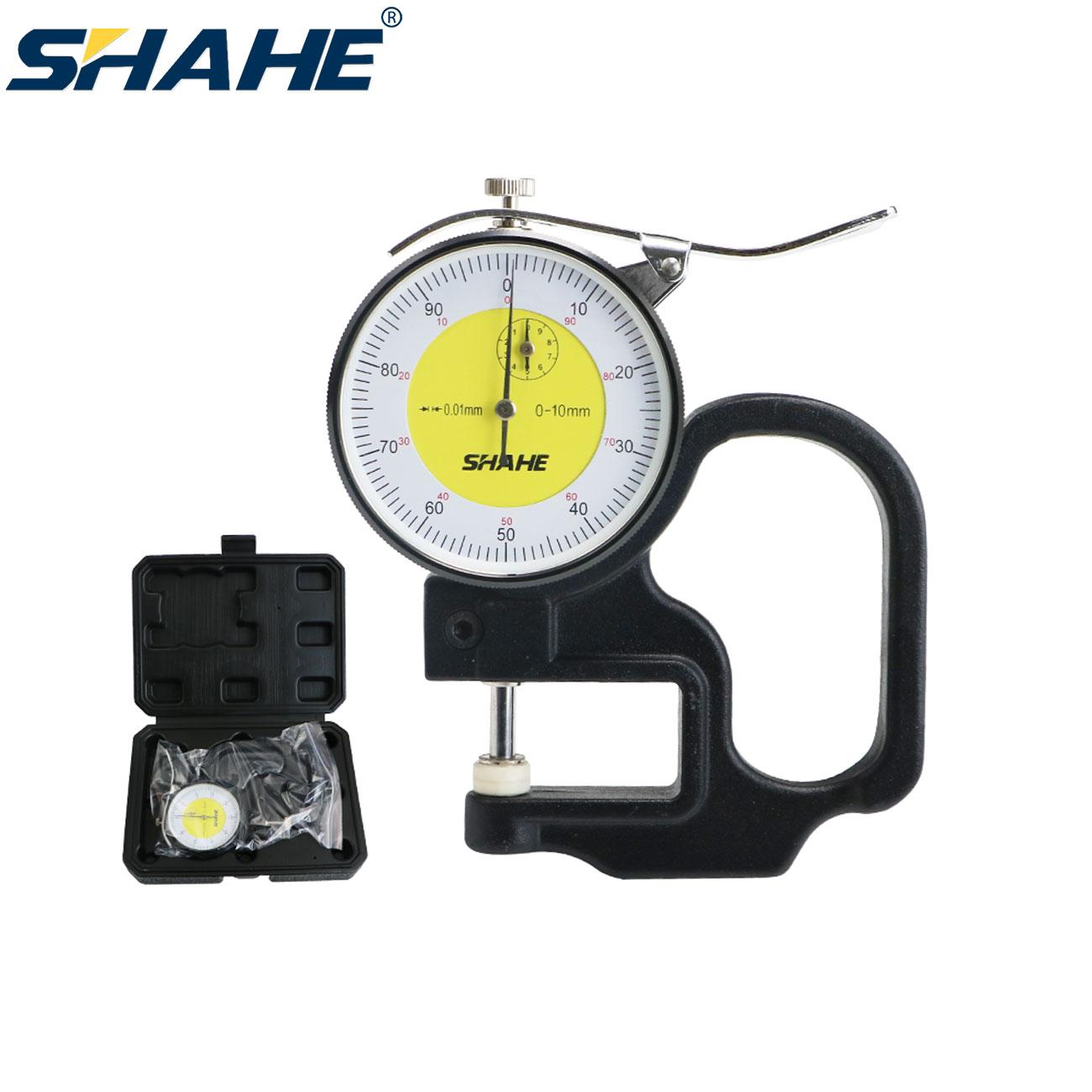 SHAHE 0.01mm 0-10 mm High Quality Tester Metric Thickness Gauge Dial Leather Thickness Meter Precision Gauge Thickness 0-10mm Flat head