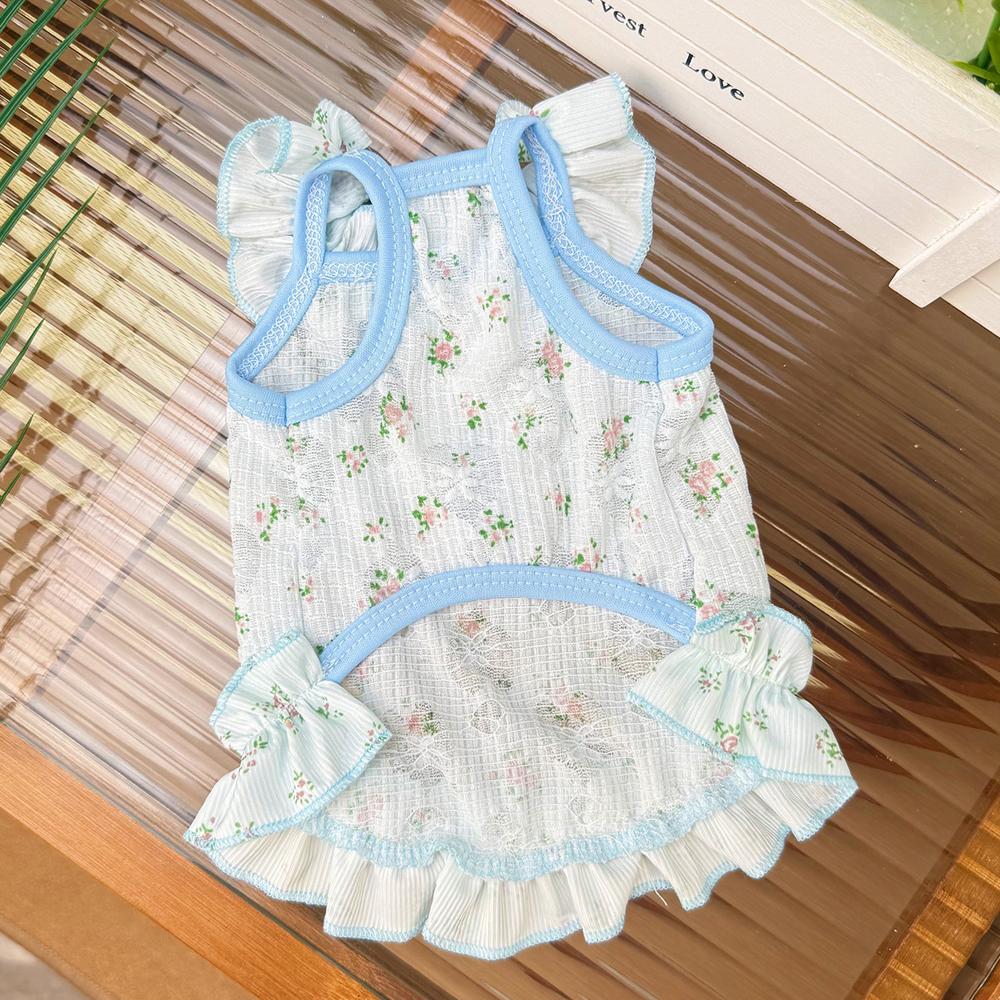 Dünnes Atmungsaktives Kleines Hunde-Prinzessinnenkleid Kühle Sommer-Frühlings-Niedliche Mittlere Katze Neckholder-Rock Atmungsaktives Hunde-Kleid Kleidung