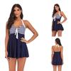 2023 European & American Women's Sexy Striped Skirted Bikini for Beach Vacations