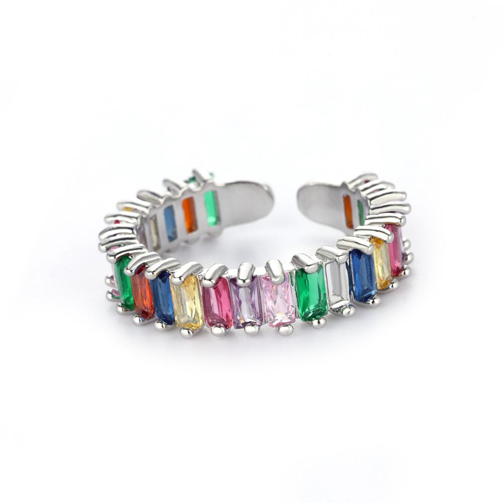Y2K Colorful Zircon Stainless Steel Rings for Women Silver Color Open Finger Ring Wedding Jewelry Punk Hip Hop Accessories Gifts