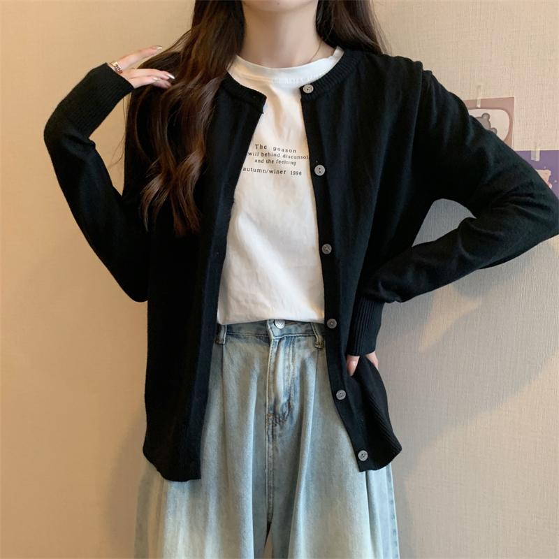 Women's Plus Size Gray Knit Cardigan Coat - Korean Style Versatile Shawl for Spring