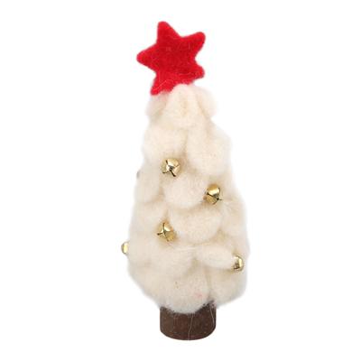 Wool Felt Christmas Tree Wood Small Christmas Tree Decorations for Home Display Window White