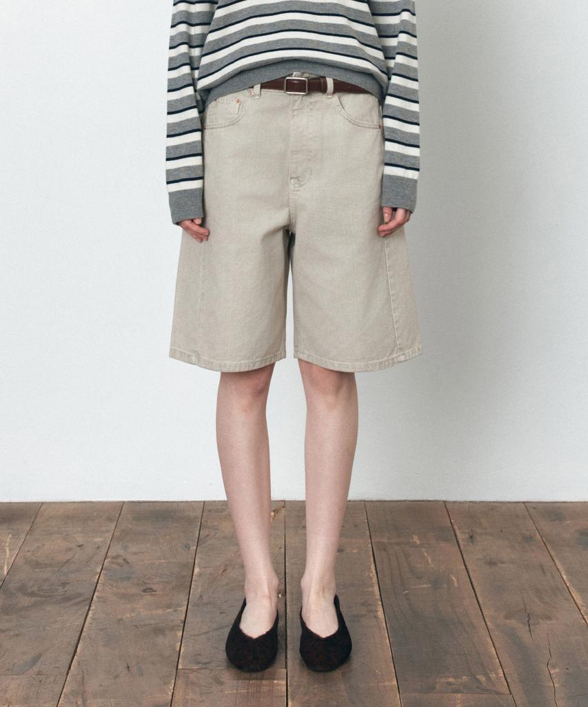 Siyajyu Sijn6108 Bermuda Denim Shorts_Dusty Gray
