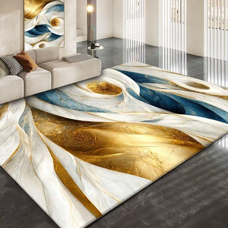 Golden Abstract Marble Stripes Carpets for Living Room Luxury Bedroom Decoration Large Area Rugs Sofa Side Soft Lounge Floor Mat