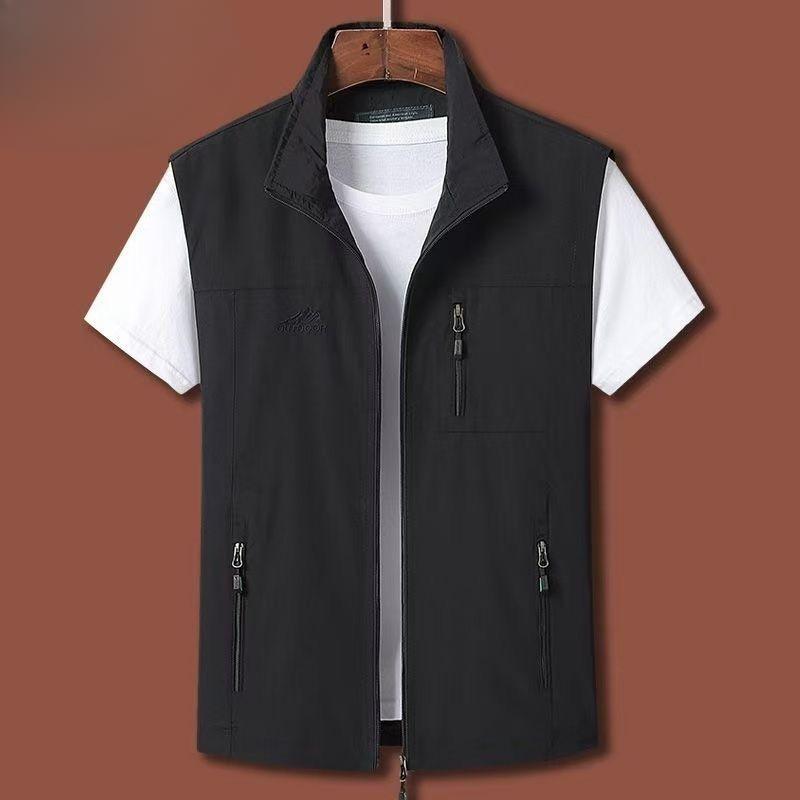 Chaleco multibolsillos para hombre, chaqueta de secado rápido, ropa informal fina para hombre, chaleco de pesca sin mangas.