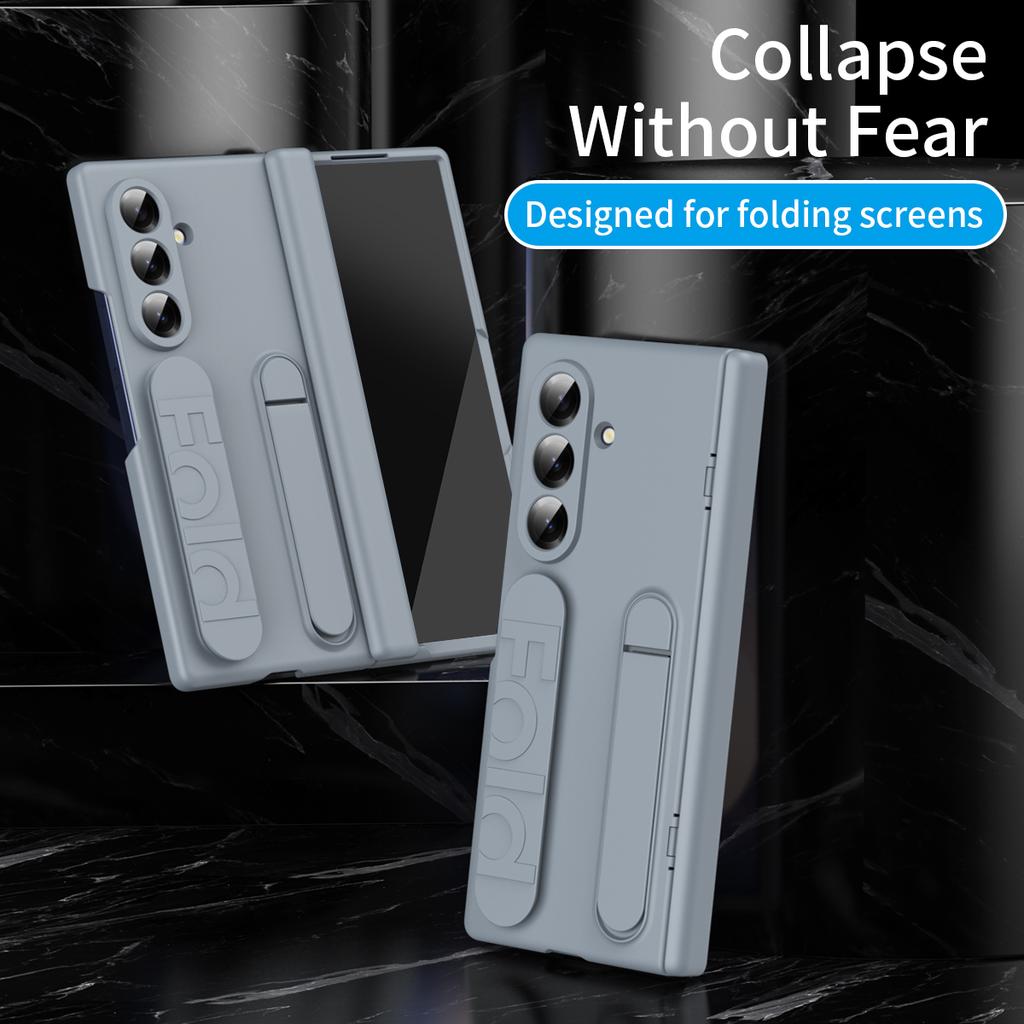 Husă pentru Samsung Galaxy Z Fold7 5G cu Folie de Sticlă Securizată Brățară de Silicon Suport PC Acoperire Telefon