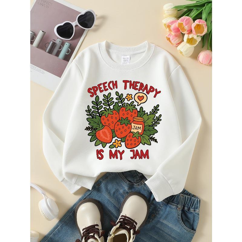 Kids Crewneck Sweatshirt, "Relax Is My Jam" Speech Bubble Letter Print, Spring Autumn Casual Sport Tops