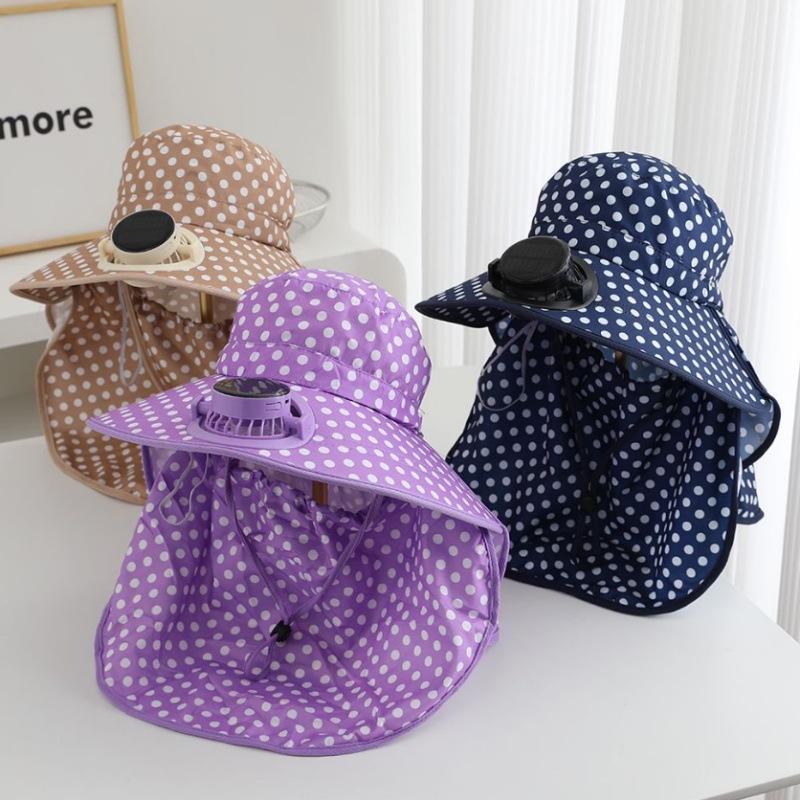 Sun hat Summer tea picking Solar charging fan Sun protection hat Women's face protection UV protection Sun hat Children
