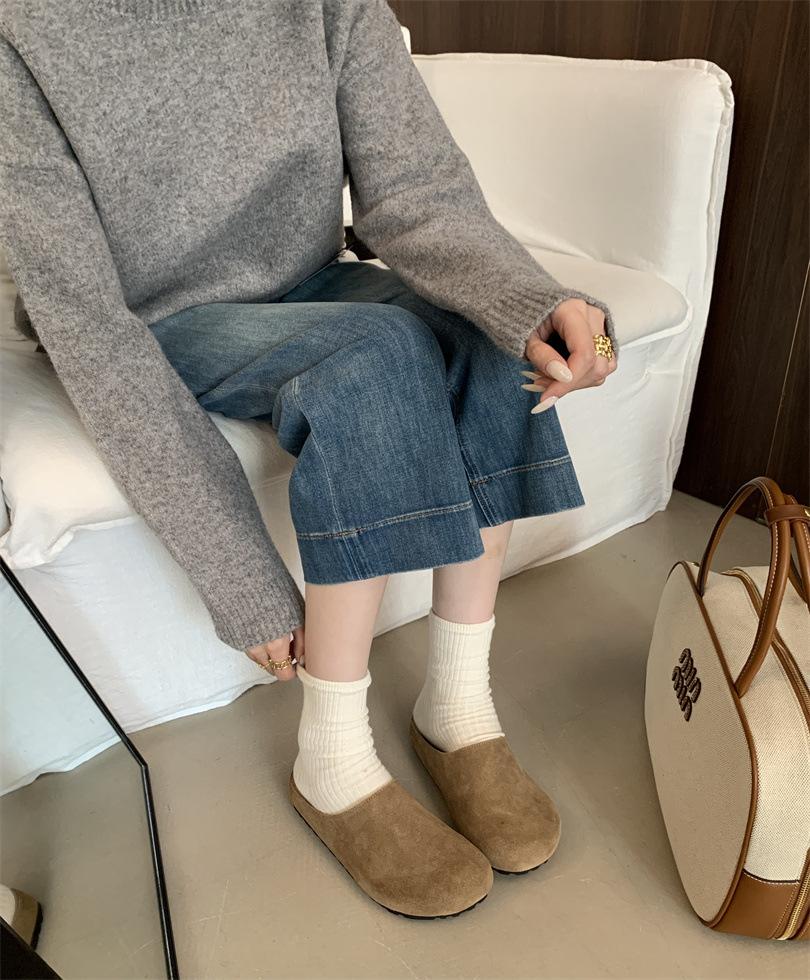 

Versatile platform Boken bag head half slippers women s 2025 autumn wear new one-pedal pregnant women ugly and cute Boken shoes 39 верблюд