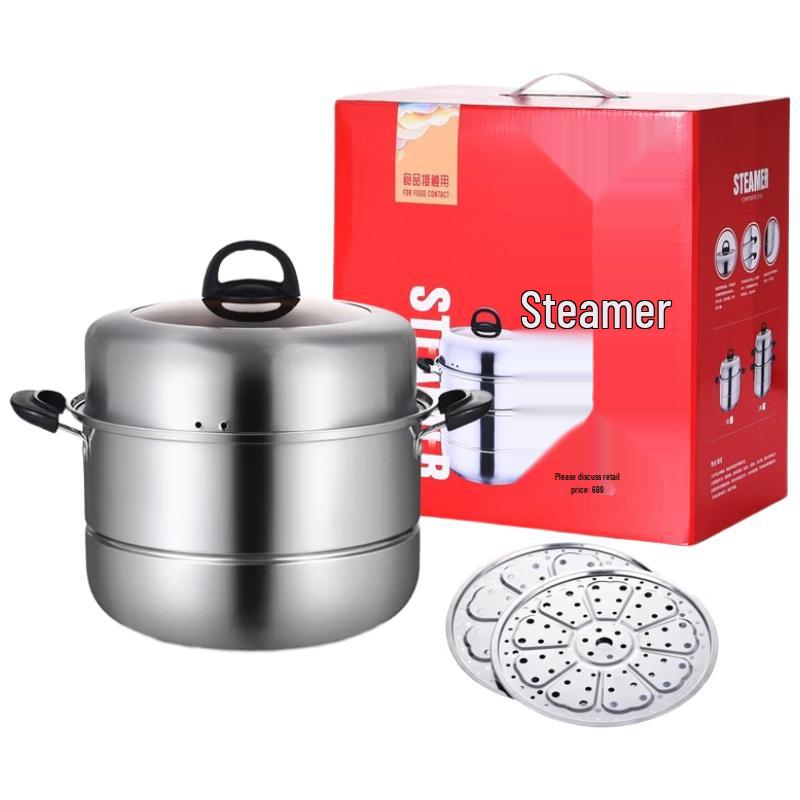 ZISIZ 2-Tier Stainless Steel Steamer Pot