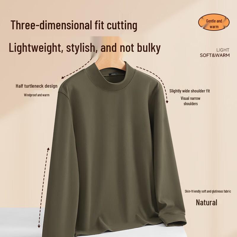 MINISO Men's Half-Zip Double-Sided Fleece Base Layer T-Shirt