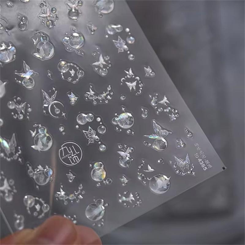 1PCS French Jelly Nail Stickers Dreamy Bubble Meteor Butterfly Star Moon Self Adhesive Stickers For Nail DIY Nail Art Decoration