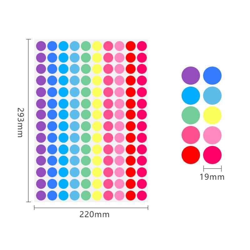 19mm Round Waterproof Self-Adhesive Color Dot Labels for Identification and Classification