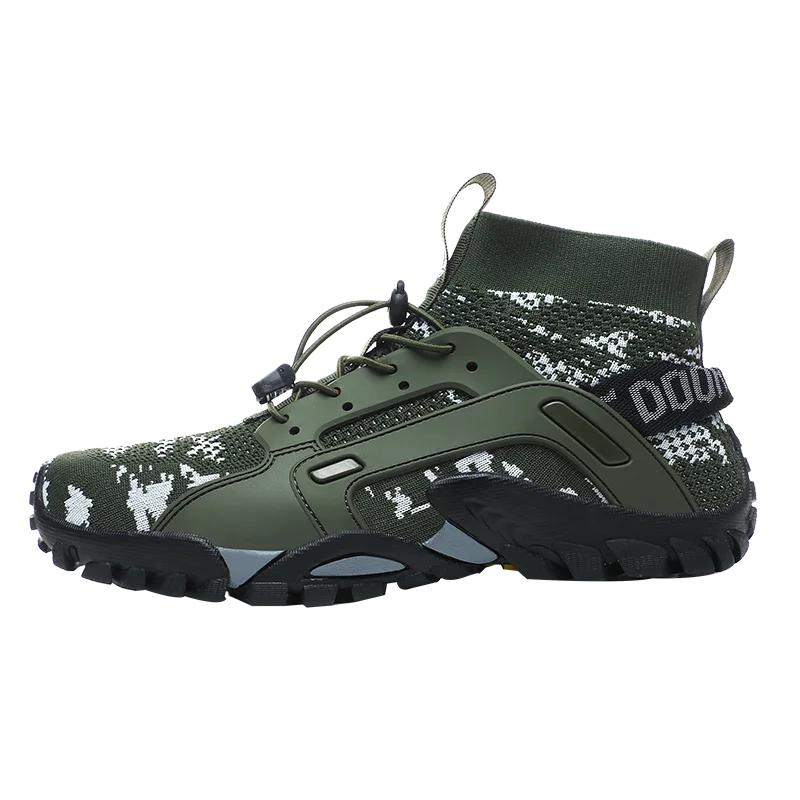 Mountaineering Boots Outdoor Casual Shoes Men's Camouflage Rubber Sole Anti Slip Hiking Shoes, Breathable Outdoor Training Boots