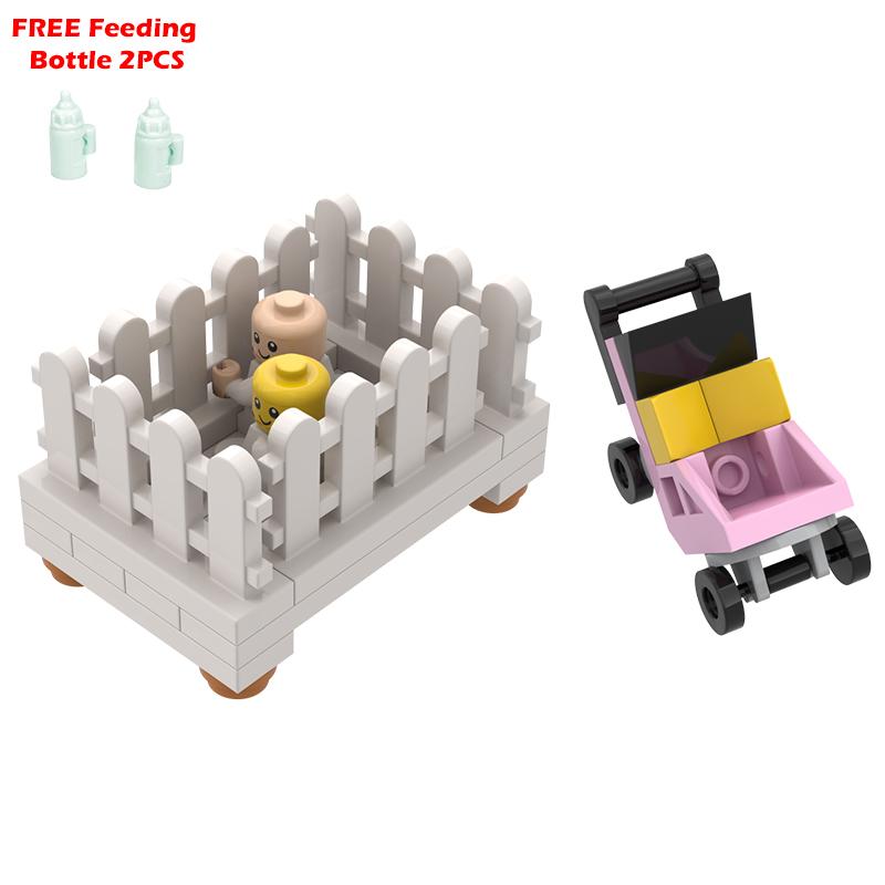 Babies & Trolley Building Blocks Toys MOC 26556 25126 92590 Bricks DIY Infant Carriage Children Gifts