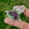 Daughters Day Deal Natural Ruby Zoisite Wedding Bezel Pendant Jewelry 925 Silver