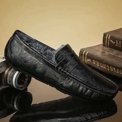 Zimní italské pánské boty Ležérní luxusní značka Pánské mokasíny Kůže Kožešina Řidičské mokasíny Lehké Prodyšné Nazouvací ploché boty Lodní boty