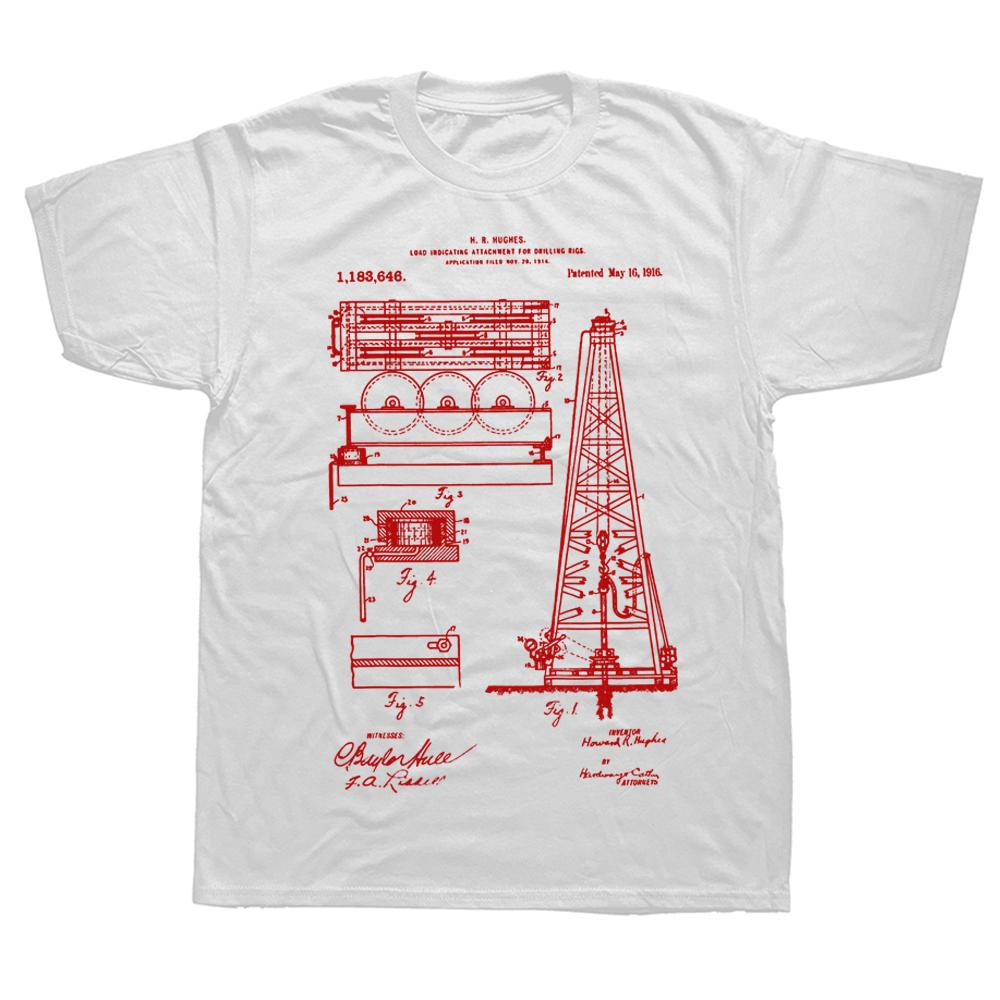 Novelty Oil Drilling Rig Patent Oilfield Driller T Shirts Streetwear Short Sleeve Birthday Gifts Summer Style T-shirt Men
