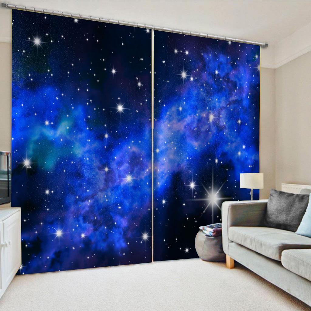 Beautiful Round Moon Star Sky Sea Ocean Window Curtains Blinds For Living Room Kids Bedroom Bathroom Kicthen Door Home Decor2Pcs