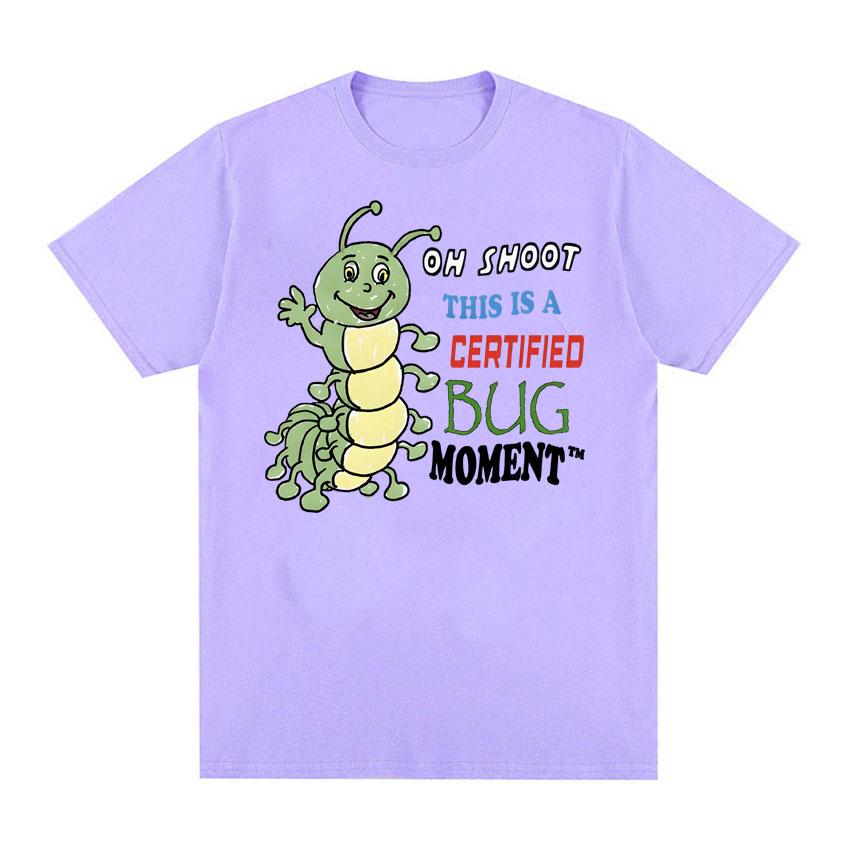 

Футболка «Oh Shoot This Is A Certified Bug Moment» унисекс, забавные милые футболки с мемами «Bug Meme», мужская модная кавайная футболка из 100% хлопка, топы
