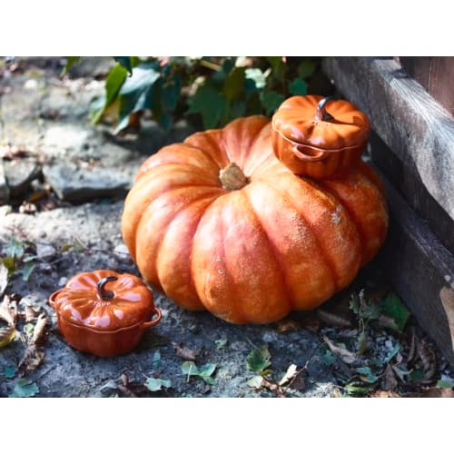 Staub "Pumpkin Cocotte 13cm" Ceramic Heat-Resistant Storage Container, Microwave-Safe [Official Japanese Product] La Cocotte Special Shape 40511-555