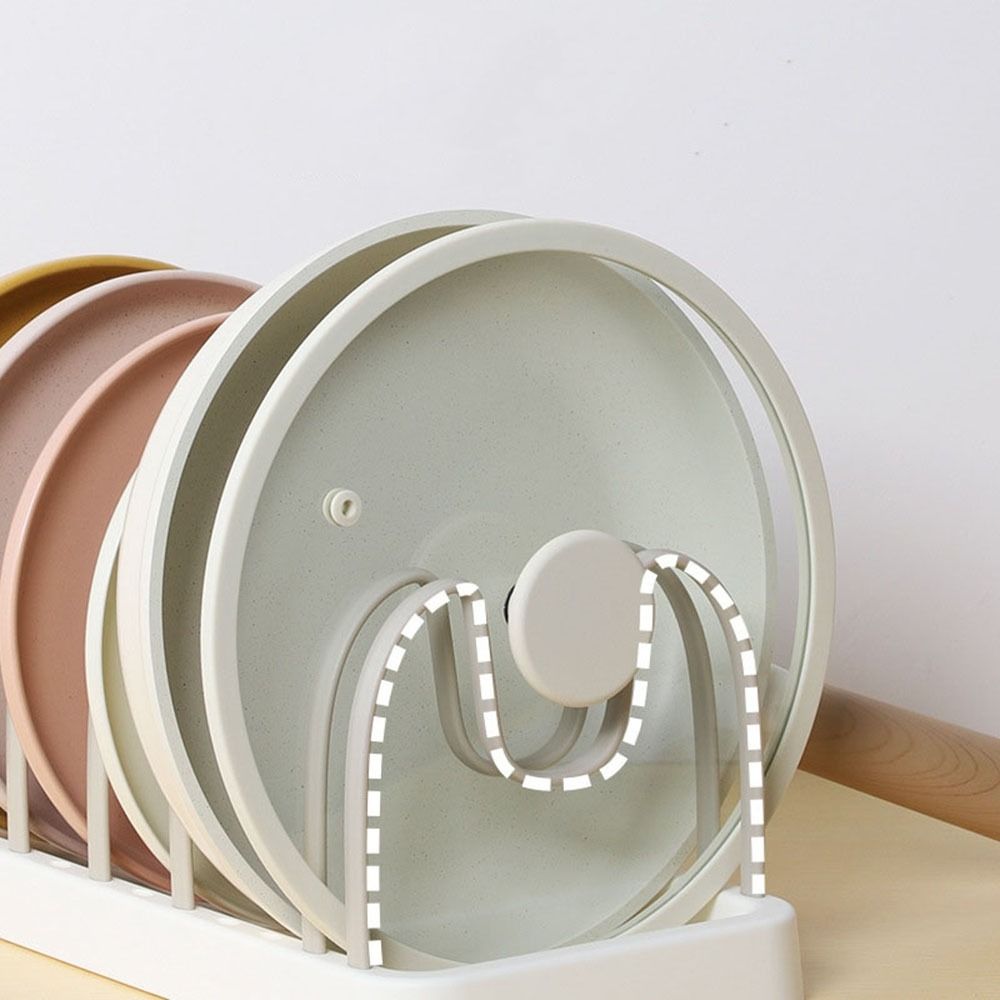 Adjustable Pot Lid Rack Plastic Dish Drying Rack Multifunctional Pot Lid Holder  Kitchen