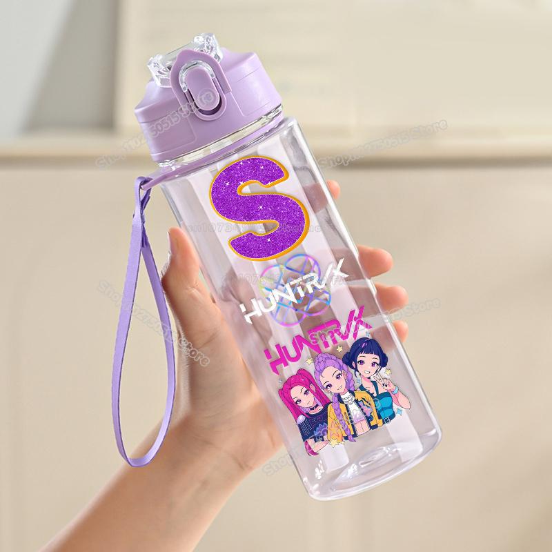 900ml KPop Łowcy Demonów List Butelka na Wodę Rumi Mira Zoey Dziewczęca Szkolna Kubek na Napoje Duża Pojemność Dziecięca Sportowa Outdoorowa Butelka ze Słomką