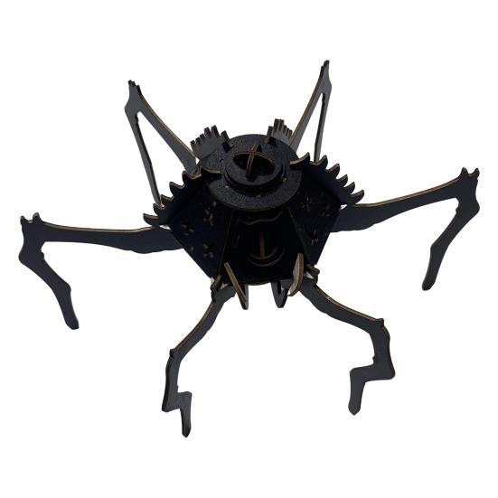 3D Wooden Puzzle Spider Model with Light Steampunk Mechanical Spider Figurine 3D Jigsaw Puzzle Desk Ornament for Halloween Decor