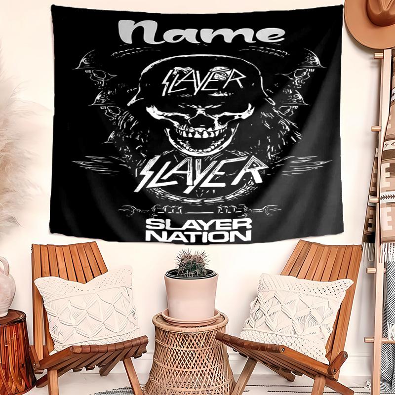 Personalized Slayer band Background Tapestry,Custom Name Birthday Party,Multifunctional Wall Decoration for Home Decor,Various Occasions