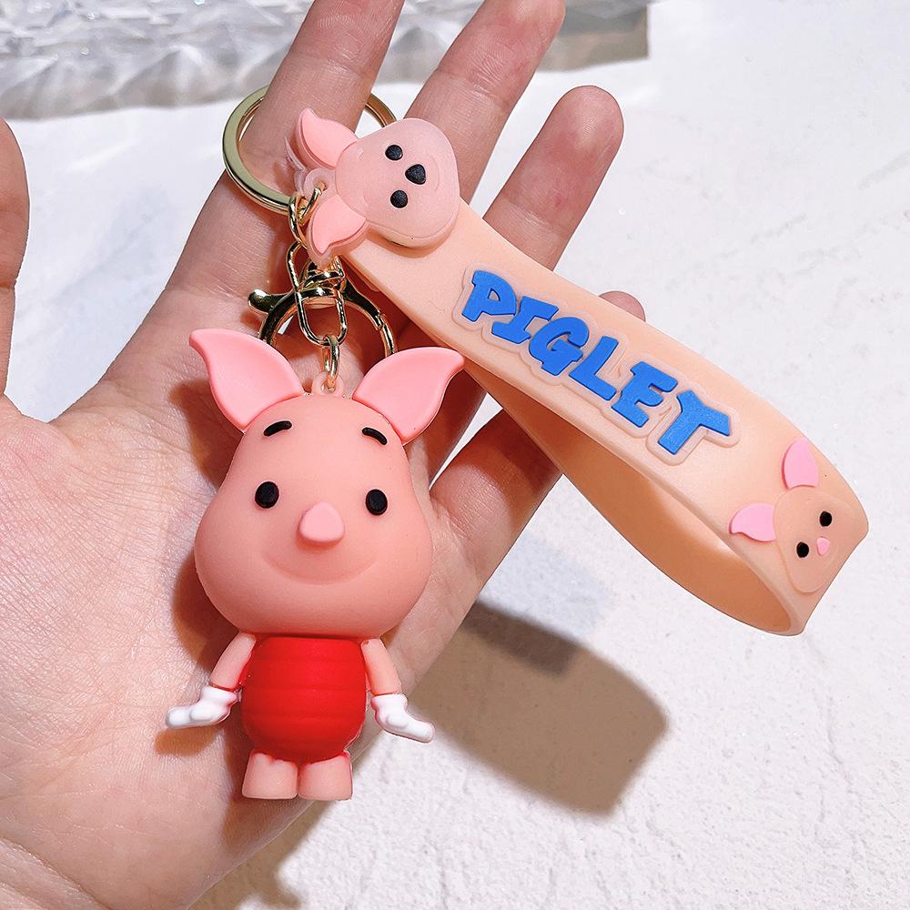 Creativity Cartoon Anime Keychain Stitch Donald Duck Minnie Mickey Pooh Bear Car Pendant Children Backpack Decoration Gift