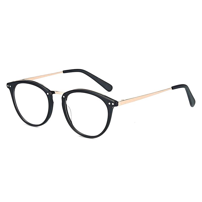 ZENOTTIC Retro Round Optical Prescription Eyeglasses Frames Unisex Ultralight Acetate Metal Spectacle Frame