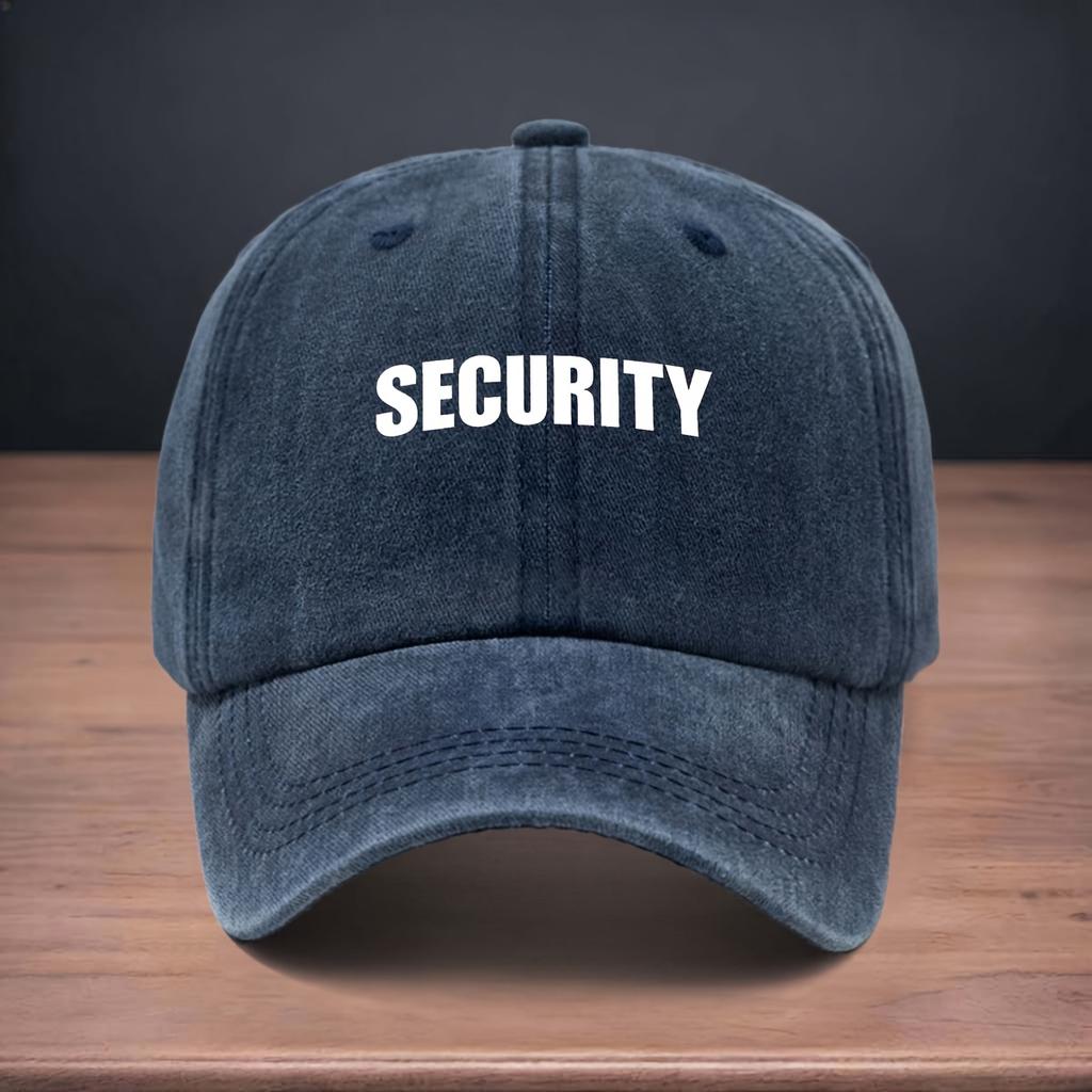 Printed SECURITY Pattern Baseball Cap for Easy Travel, Versatile Soft Top Design for All Seasons, Adjustable Curved Brim Hat