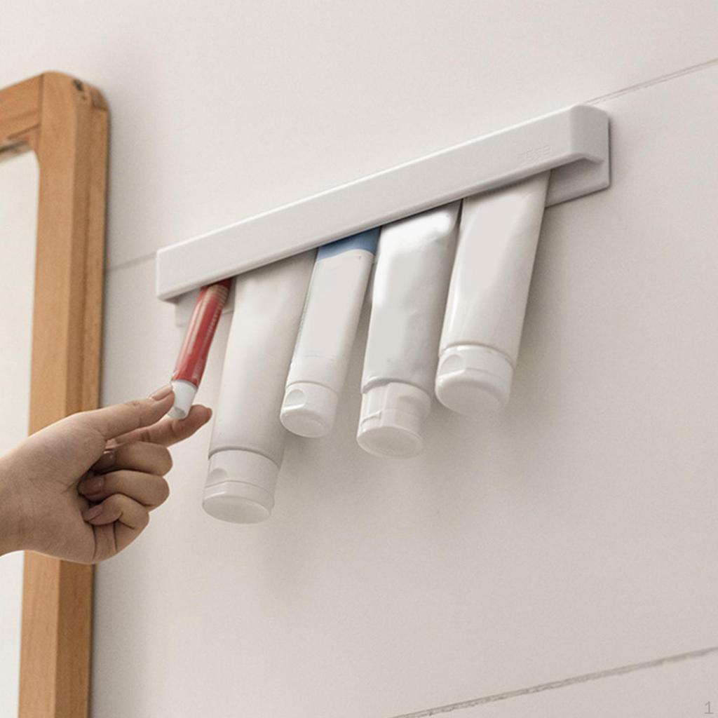 Toothpaste Holder Organizer Families Accessory Versatile Wall Mounted Easy Use Space Saving Gripper