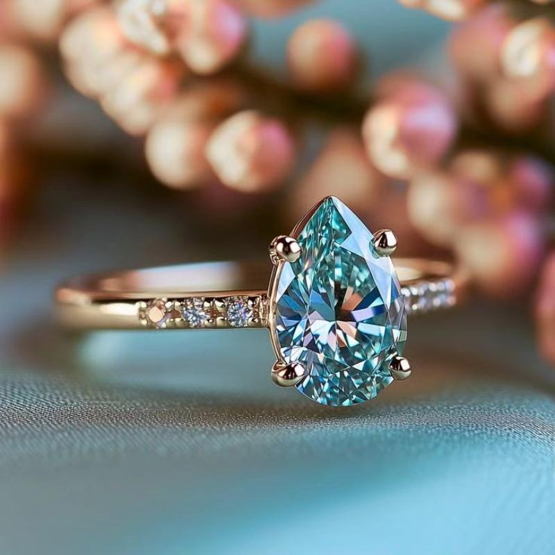 Легкое роскошное и элегантное женское кольцо с ультра-изысканной формой капли 10