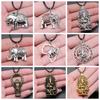 12 Styles Unisex African Elephant Thai Elephant India Ganesha Pendant Necklace Black Leather Cord Necklace