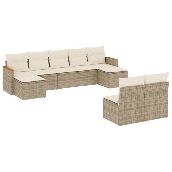VidaXL Garden Lounge Set with Cushions 9 Pcs, Patio Sofas, Patio Furniture Set, Outdoor Furniture, Beige 3226373