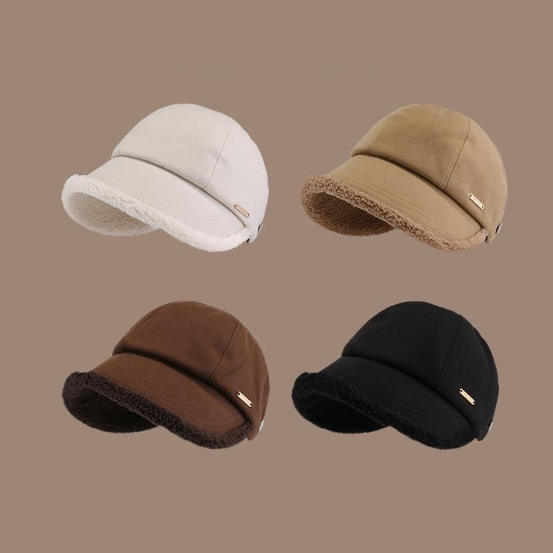 Custom Logo for Unisex Fisherman Sheep Wool Hats Adjustable Baseball Cap Outdoor Warm Double-sided Fluffy