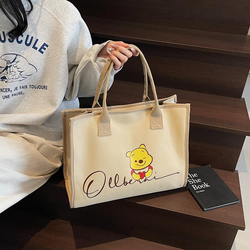 2025 New Printed Large Capacity Canvas One Shoulder Handbag Cartoon Cute Fashion Student Commuter Bag for Class