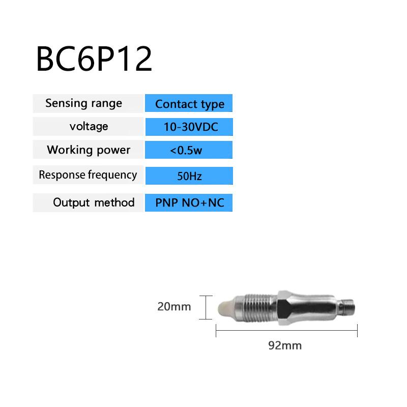 

Capacitive Liquid Level Sensor 6mm Detection Distance NPN PNP NO NC Output Types for Level Measurement BC6P12