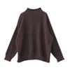 Maglione Lavorato a Maglia Autunno Inverno da Donna Taglie Forti Stile Coreano Top Ampi Mezzo Collo Alto Maglia Base Ampia Pullover