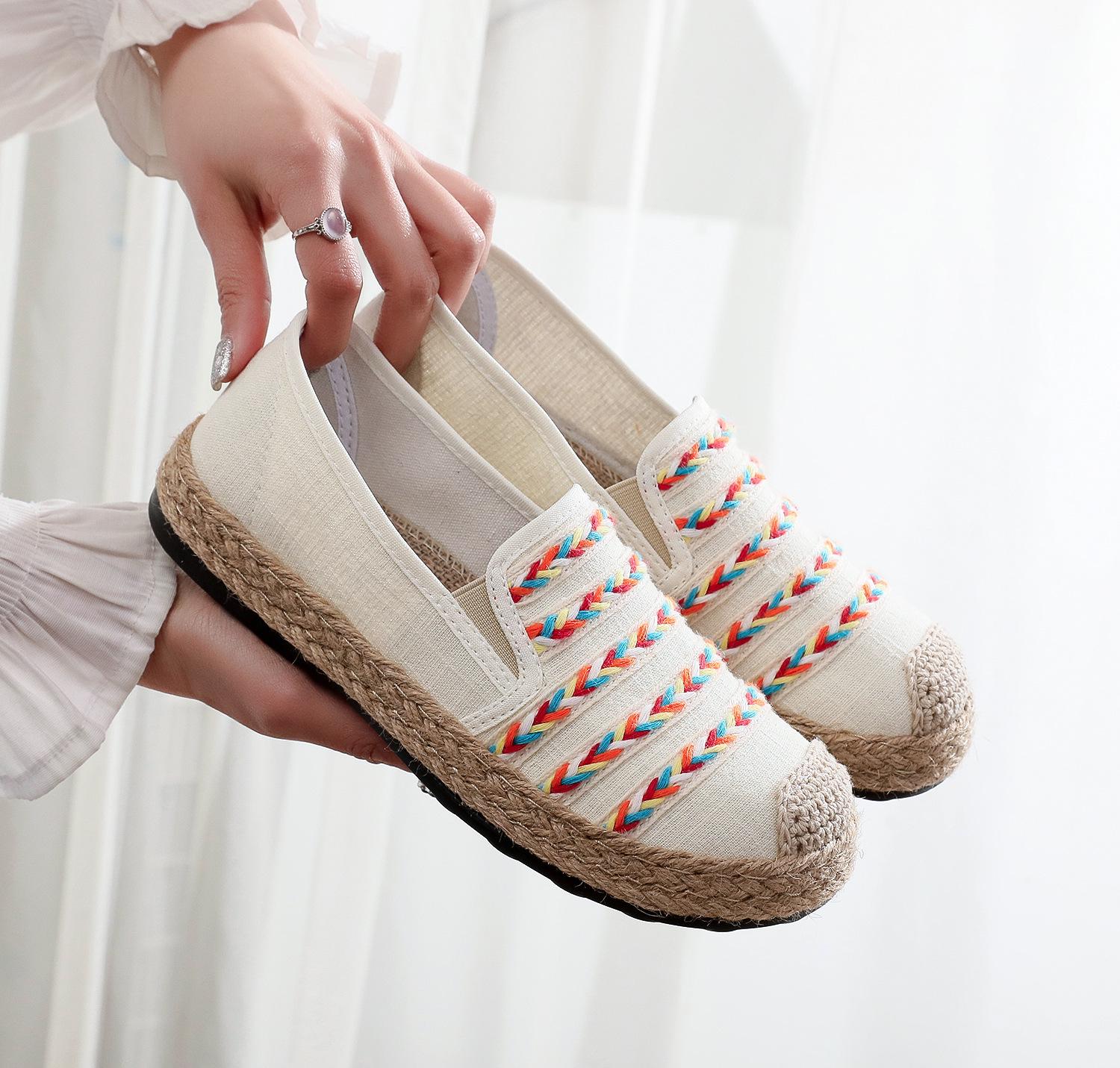 

Женские вышитые льняные туфли без застежек — этнический стиль, нескользящие и дышащие, для весны и осени 41