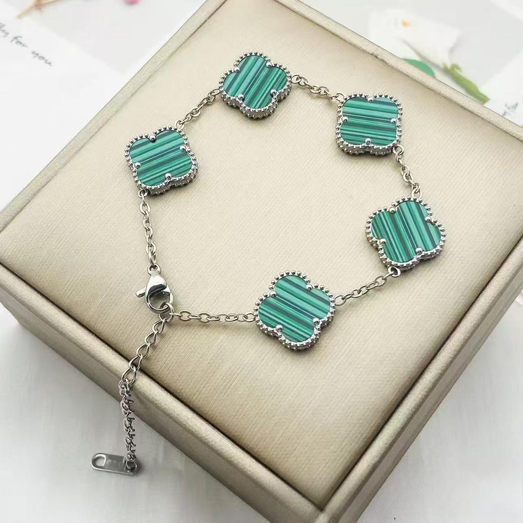 15mm Colorfast Four-Leaf Clover Titanium Steel Five-Flower Bracelet for Women - Fashionable High-End Bangle