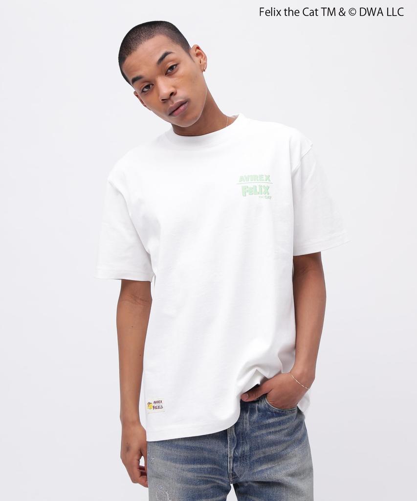 Avirex FELIX COMICS Short Sleeve Size T-SHIRT, Felix, Men's T-Shirt, 2XL, 030, White, 783-5134036