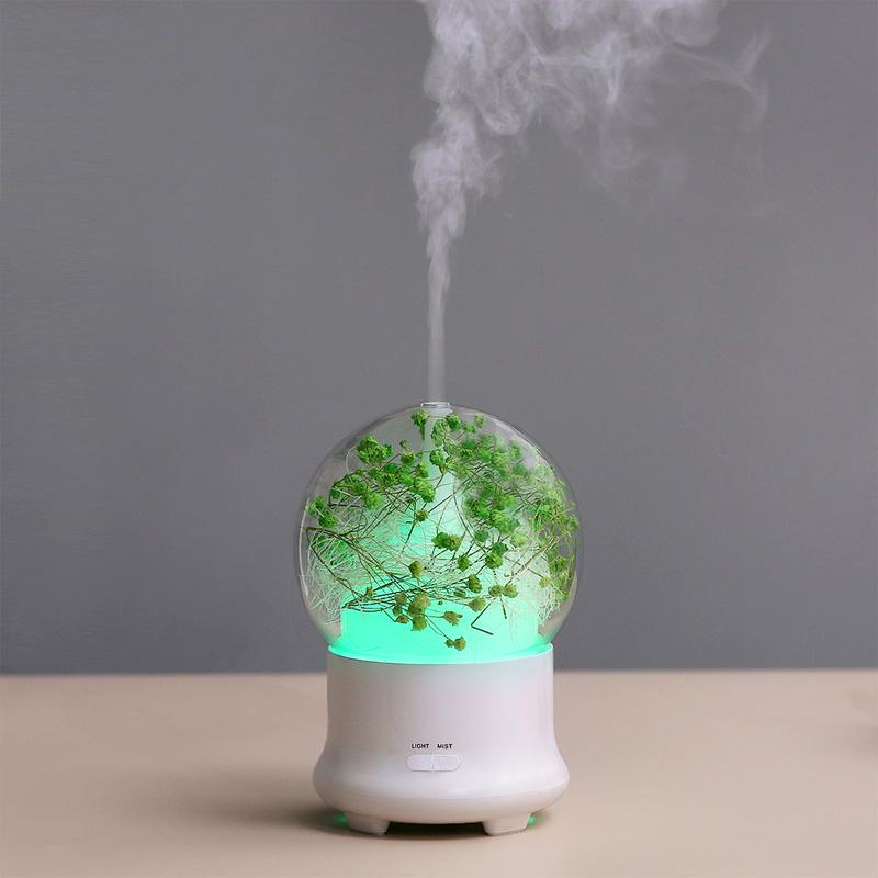 Led night decor light Bedroom kids sleeping lamp for Office gift bulb rechargeable with flower Humidifier lamp with Diffuser
